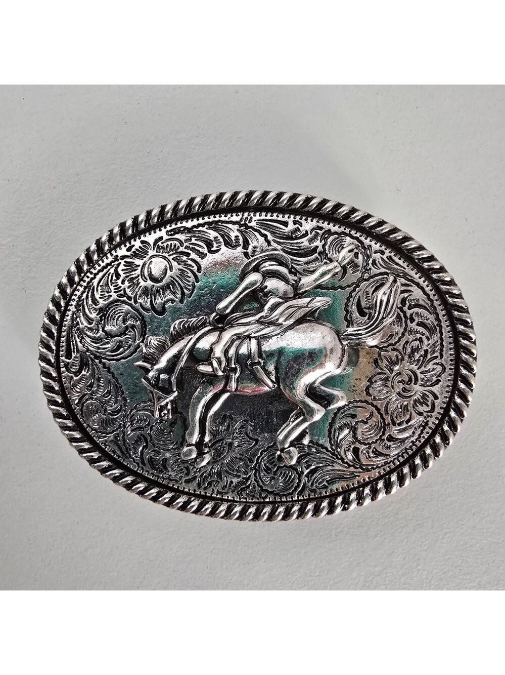 Antique Silver Horse Phone Holder Bohemian Western Phone Accessory Turquoise